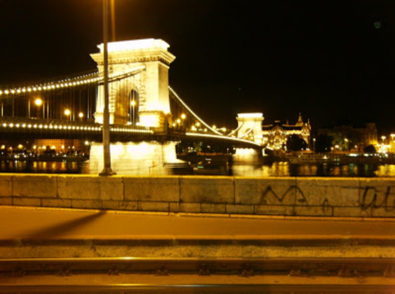 photo of the danube at night